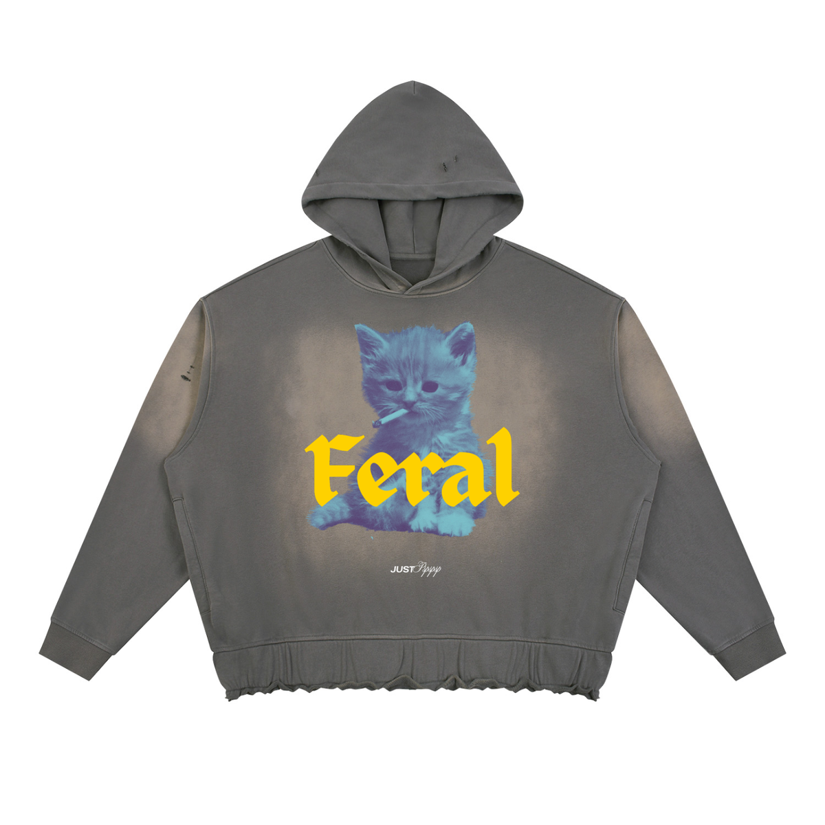Feral Unisex Sunfade Ripped Boxy Hoodie