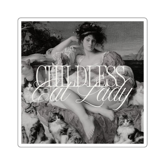 Childless Cat Lady Vintage Art Square Sticker