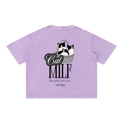 Cat MILF Boxy Cotton T-Shirt